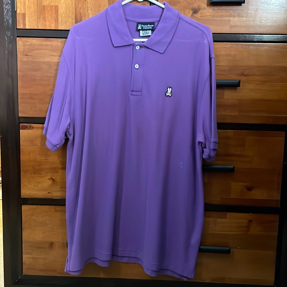 Psycho Bunny collard purple shirt